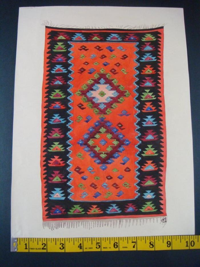 [Bulgarian Rug, red center, black border]