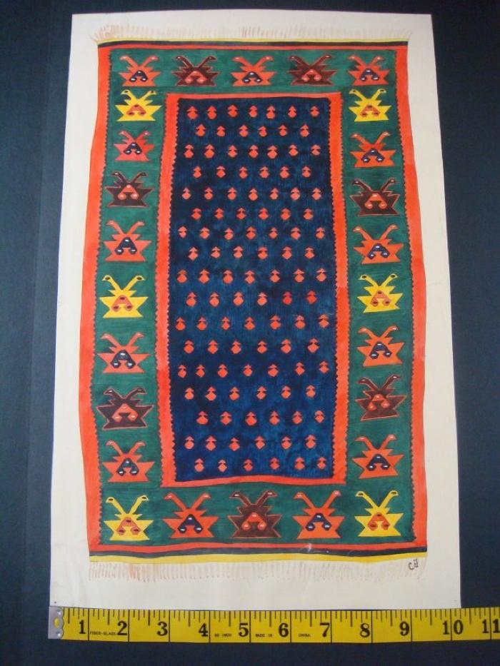 [Bulgarian Rug, blue center green border]