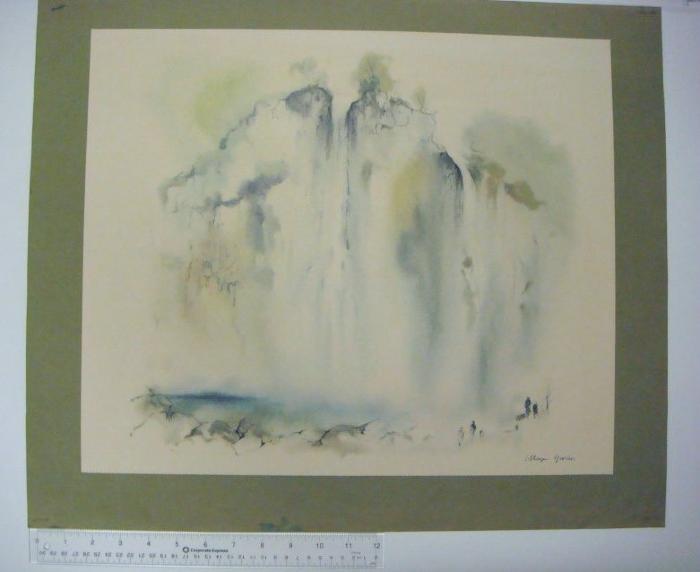 Waterfall Scene with Figures