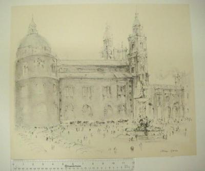 Church Square with Fountain and Figures